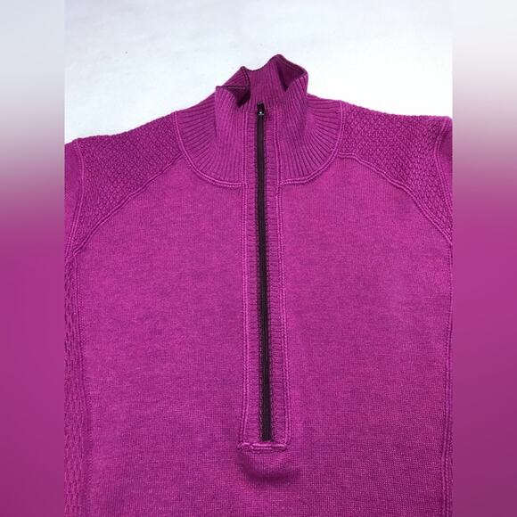 Eddie Bauer S 1/4 zip pullover hot pink too sweater athleisure gorpcore layering - Picture 7 of 9